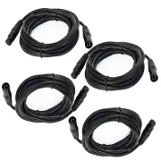 4-Pack 25ft Male Mixer Cable To Female Mic Speaker 3-Pin Shielded XLR DJ Cables