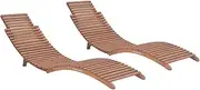 Folding Recliner Gravity Lounge with Teak Wood for Outdoor Patio Loungers Beach & Camping Chair, Set of 2 - Foldable 175 x 50 x 55 cm