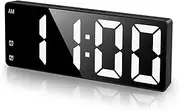 ORIA Digital Alarm Clock, LED Alarm Clock with Large Display, Desk Clock with Temperature, Dual Alarm, Snooze, Sound Control Function, USB Charging Bedside Clock for Bedroom, Office -Black