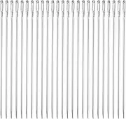 sourcing map 50Pcs Large Eye Needles, 3.94" 1.6mm High Carbon Iron Embroidery Thread Needle Sewing Big Eye Needle Knitting Needles for Hand Sewing Art Crafts, Silver