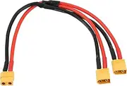 EMSea 1pc XT60 Female to Dual Male Connector Extension Cable 12 AWG XT60 Female to 2 XT60 Male Plug Adapter Extension Cable for Solar Panel Solar Generator Power Station Ship (30cm)