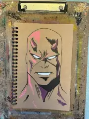Daredevil Paint Sketch - 100 Page Spiral Notebook 5" x 7" Brown Cardstock Cover