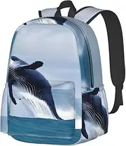 [vacsAX] Whales at sea School Backpack Rucksack Large Capacity Back Pack with Front Pocket Lightweight School Bags