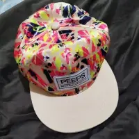 在飛比找蝦皮購物優惠-二手 韓國 PEEPS 帽子 彩繪帽 彩繪 塗鴉 帽 棒球帽