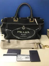 在飛比找Yahoo!奇摩拍賣優惠-Prada 牛仔手提包 肩背包 斜背包