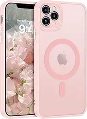 DOMAVER for iPhone 11 Pro Max Case Pink Magnetic Compatible with MagSafe, Matte Translucent Slim Skin-Touch Case for iPhone 11 Pro Max for Girls Women, Pink