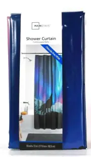Mainstays Chloride Free PEVA Shower Curtain Northern Lights Wolf Multicolor