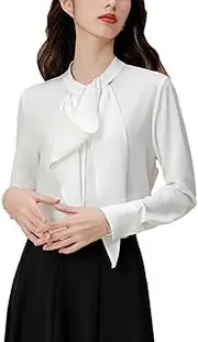 [Generic] Women Fashion Solid Color Long Sleeve Blouses Button Down Shirts Office Ladies Chiffon Shirts Basic Tops