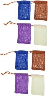 OSOLADY Exfoliating Soap Net Bag Set 8pcs Nylon Soap Storage Bag Face Cleaning Mesh for Handmade Facial Cosmetic Soap