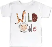 [Pixie and Elf] Wild One Safari Birthday t Shirt for Kids, Jungle Themed First Birthday tee, Birthday Toddler
