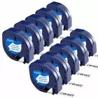 10PK For Dymo Letratag Refill 91331 Plastic Label Tape White 12mm LT-100H 1/2"