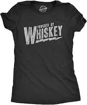 [Crazy Dog T-shirts] Womens Powered By Whiskey T Shirt Funny Sarcastic Drinking Vintage Retro Graphic Tee