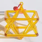 Crystal Singing Pyramid, Perfect Chakra Healing Musical Instrument, For Healing Meditation, With Crystal Singing Bowl Striker(Yellow,8 Inch)