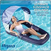 Aqua Pool Float with Canopy, Cup Holder - Oversized Luxury Recliner Swimming Floating Lounger, Heavy Duty Removable Sun Shade Cover, Drink Holder, Ergonomic Headrest, XL