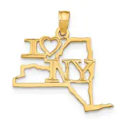 14K Yellow Gold Solid New York State Pendant