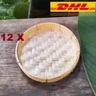 12X Wicker Bamboo Tray Threshing Basket Thai Handicraft Food Fruit Serving 4.5"