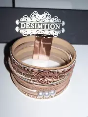 Inspirational Tree of Life Leather Bracelet for Women Desimtion Gold tone