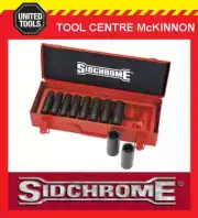 SIDCHROME XS410MLT 10pce METRIC 1/2” DRIVE DEEP IMPACT SOCKET SET IN METAL CASE