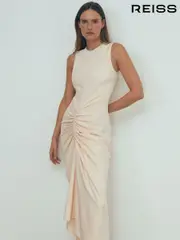 Reiss Blush Felicity Ruched Bodycon Midi Dress (K92199) | $810