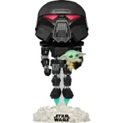 Star Wars: The Mandalorian Dark Trooper with Grogu GITD Pop! Vinyl - EE Excl