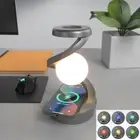 Decorative Moon Desk Lamp with Wireless Charging & Rotating Light