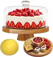 Krbnk Wooden Cake Stand with Lid, 2 in 1 Cake Stand and Charcuterie Board,12" Cake Stand with Dome, Cake Plate, Cake Holder
