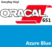 12"x5' - Azure Blue- Oracal 651 -shiny Adhesive Vinyl - Craft Hobby Sign Cutters