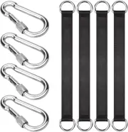 Isusser 4 PCS Black Tree Swing Straps Hanging Kit with 4 Carabiners, 24Cm / 9...