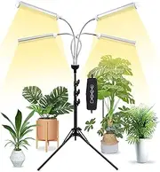 Grow Lights for Indoor Plants,Lxyoug Full Spectrum with 60" Extendable Tripod Stand,420 LEDs 200W Auto On/Off Timing Function Four-Heads Floor Plant Grow Light for Various Plants