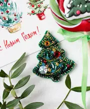 DIY Jewelry making kit "Christmas tree", Seed beaded brooch, Bead Embroidery Kit
