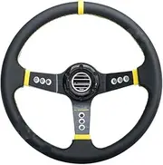 Universal 14inch PVC Leather Steering Wheel Deep Dish Racing Sports Gaming Steering Wheel(Yellow)