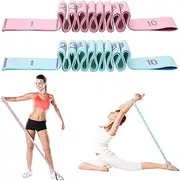 2 Pieces Elastic Strength Training 10 Buckles Elastic Band Strength Training Resistance Band Stretch Band for Fitness Yoga Pilates Latin