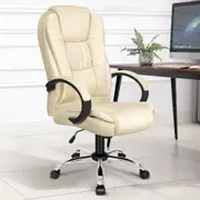 ALFORDSON Office Chair Executive Gaming Computer Racer PU Leather Seat Beige