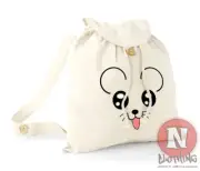 Mouse face backpack cute holiday school college organic cotton day bag