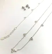 sparkly set tiny stud earrings necklace and bracelet solid Sterling silver.
