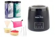 Digital Pro Waxing Kit, Non-Stick Wax Pot Warmer, Hard Beads Heater, Waxing Spray, Paperless Depilatory, Black