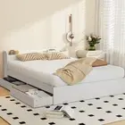 Bed Frame Double Size Mattress Base with Charging Ports Storage Drawers H-ABC