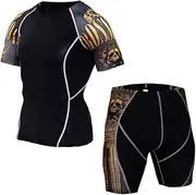 [HEROBIKER] Workout Set Compression Shirt Pants Top Long Sleeve Sports Tight Base Layer Quick Dry & Moisture-Wicking