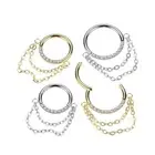 Titanium Hinged Segment Hoop Ring 16 Gauge CZ Gems & Chain Link Dangle