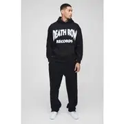 Mens Black Oversized Death Row License Hoodie