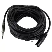 50ft XLR 3-Pin Male Cable To 6.35mm 1/4" Stereo Shielded PA DJ Audio Male Cable