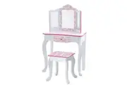 Fantasy Fields Gisele Giraffe Kids Vanity Table & Stool, White & Pink