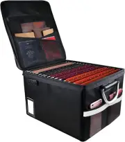 Fireproof Document Box w/ Lock, Portable Filing Cabinet for Letter/Legal Folders