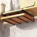 Kitchen Hanging Organizer Rack with Hooks under Cupboard Paper Towel Rags Hanger