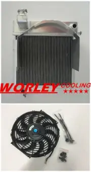 QLD-Aluminum radiator+Fan for Austin Healey Sprite Bugeye MG Midget 948-1098 MT