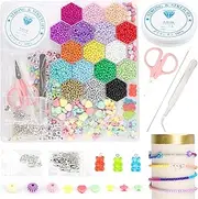Seed Beads Bracelet Making Kit, Rainbow Color Beads for Jewelry Making, with Elastic String, Scissors, Love Beads,Letter Beads and Lobster Clasps, Friendship Bracelets Making Kit for Girls