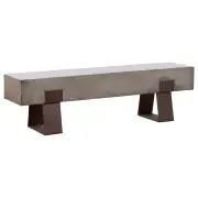 Vault 160cm Concrete Bench, Dark Grey &amp; Rust Steel Legs