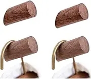 Wood Wall Hooks, 4 Pack Coat Hooks Mounted Rustic Wooden Heavy Duty Robe Hook Hat Rack | for Hanging Bathroom Towels Clothes Hanger (Beech Wood)