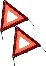 Mikinona 2 Pack Road Safety Warning Sign Triangle Hazard Sign for Vehicles Reflective Emergency Road Safety Kit