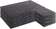 Argon Tableware Marble Placemats & Square Coasters Set - 12pc - Black - Kitchen Dining Table Mats Bar Drinks Coaster Protector Place Mats for Home, Restaurant Catering